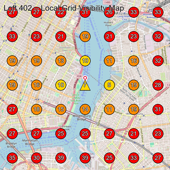 Loft 402 GeoGrid visibility map for Photography Studio in Brooklyn